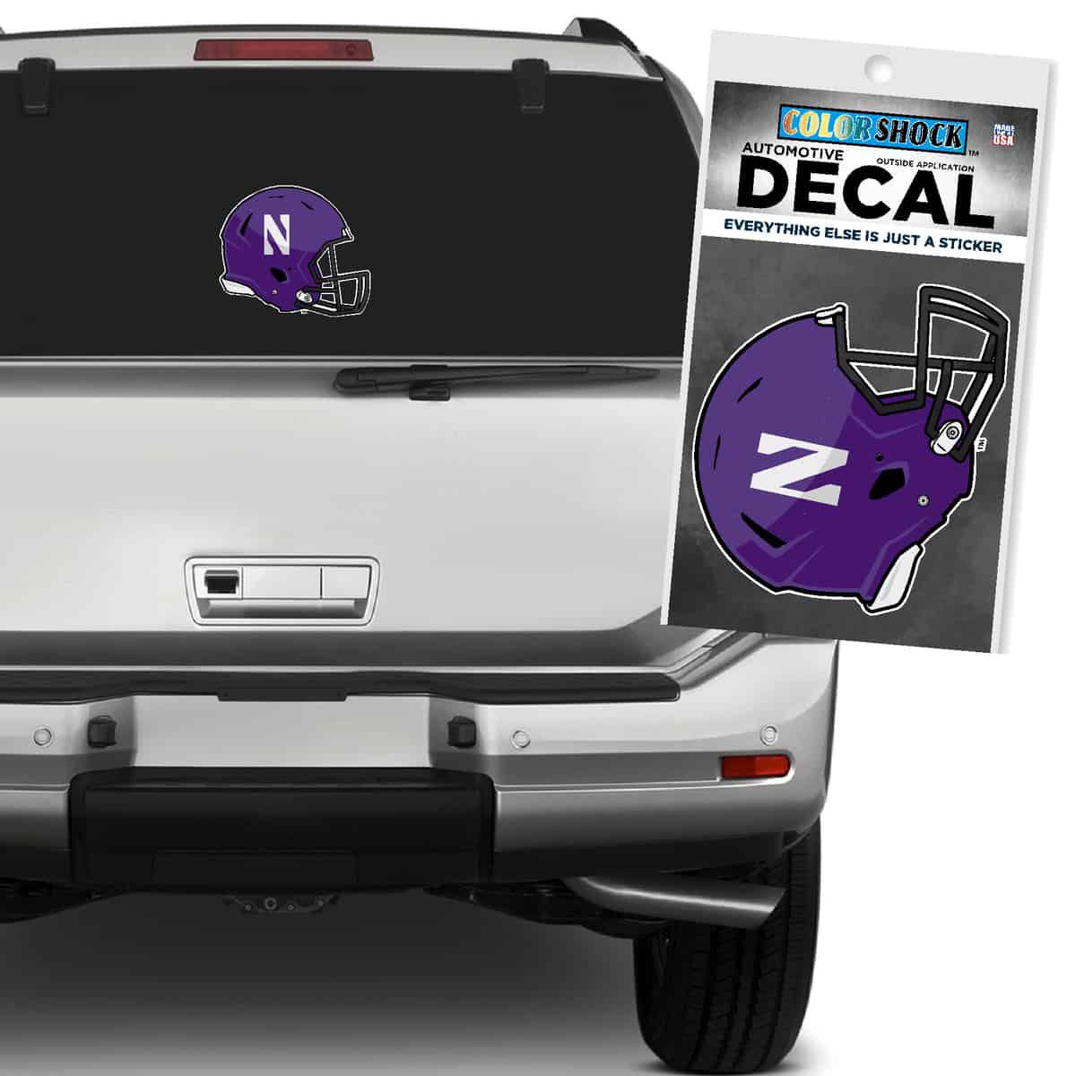 Northwestern University Wildcats Outside Application Decal with Full Color Football Helmet Design