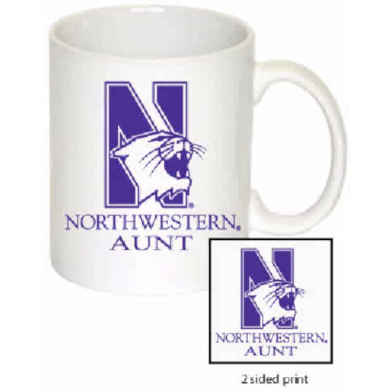 Northwestern University Wildcats 11 oz. White Ceramic Coffee Mug with Aunt Design