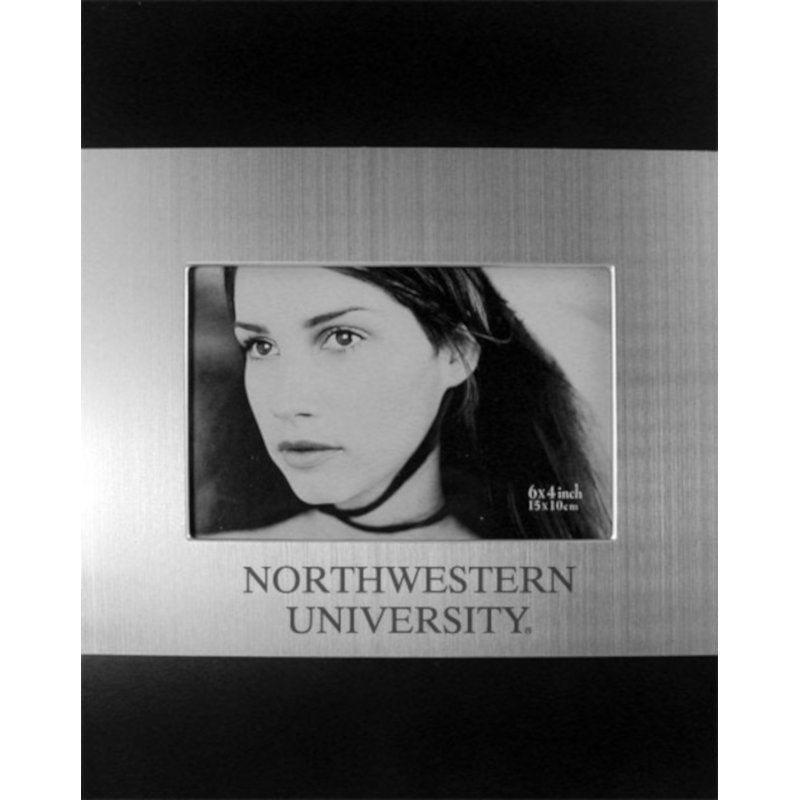 Northwestern Wildcats Polished BlackWood/Silver 4X6 Frame with Laser Engraved Northwestern University Design