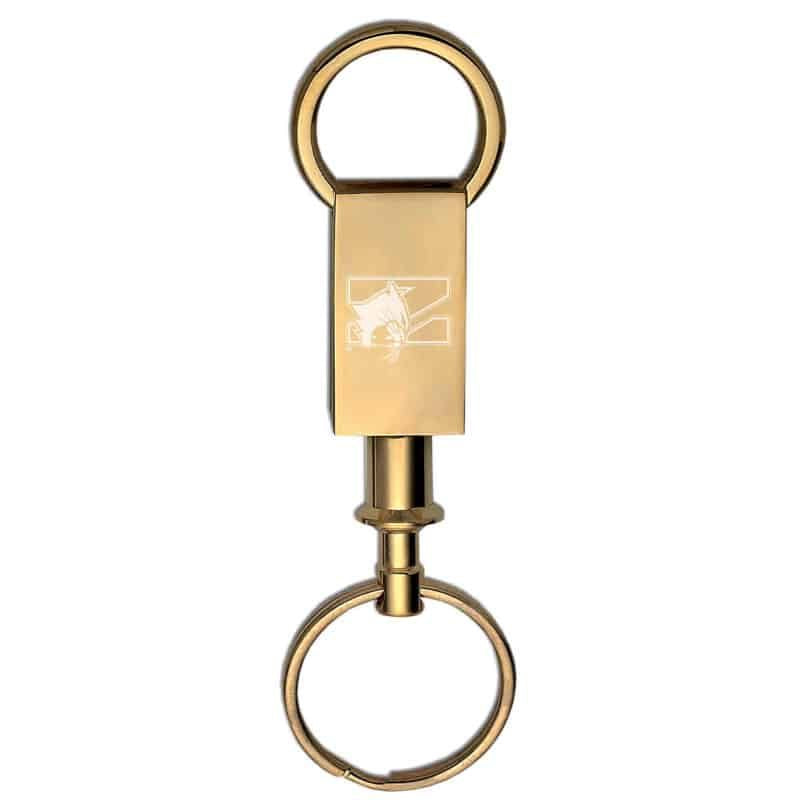 Northwestern Wildcats Laser Engraved Brass Valet Key Chain with Mascot Design