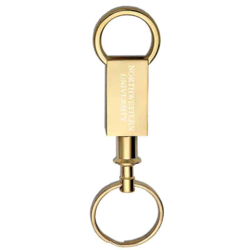 Northwestern Wildcats Laser Engraved Brass Valet Key Chain with Northwestern University Design