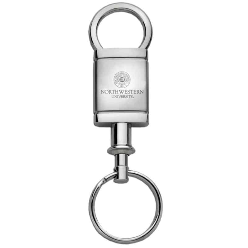 Northwestern Wildcats Laser Engraved Two Tone Square Valet Key Chain with Seal Design