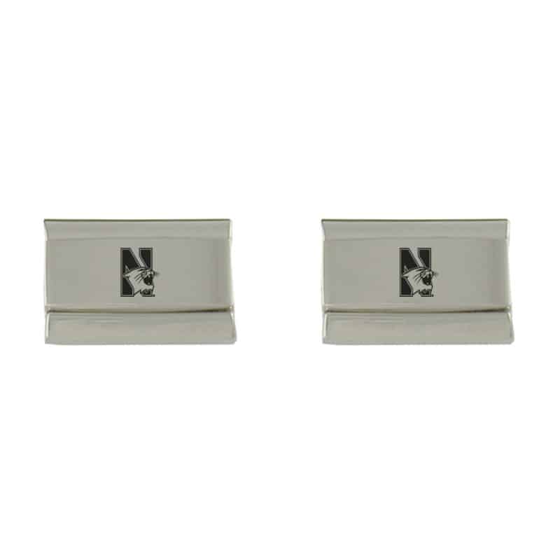 Northwestern Wildcats Laser Engraved Silver Cufflink Set with Mascot Design