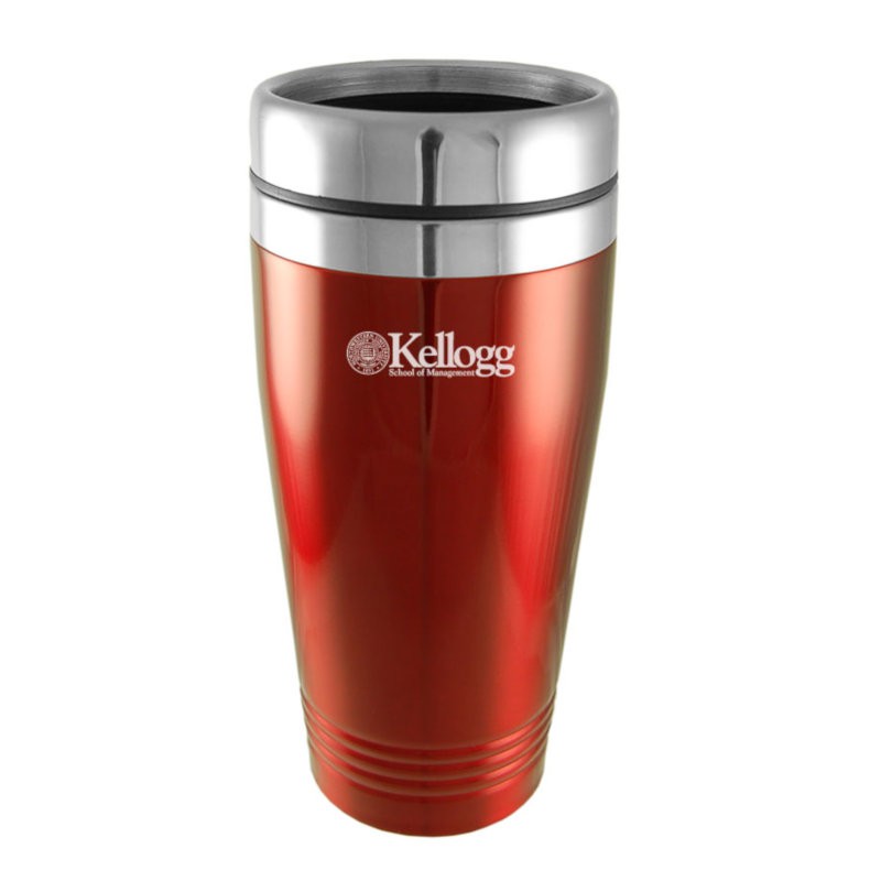 Northwestern Wildcats Laser Engraved Red 16oz Stainless-Steel Tumbler Mug with Kellogg Design