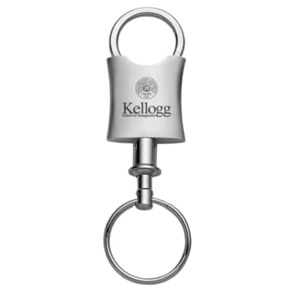 Northwestern University Wildcats Laser Engraved Brushed Nickel Valet Key Chain with Kellogg Design