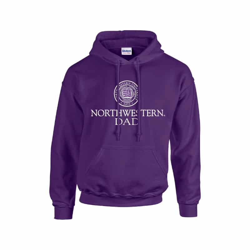 Northwestern University Wildcats Purple Hooded Sweatshirt With Dad Design