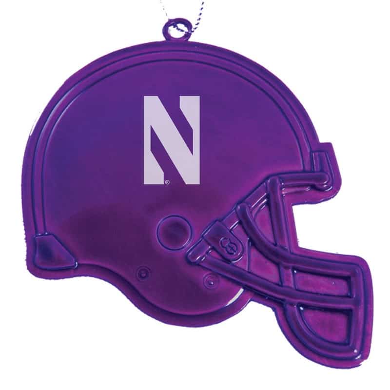 Northwestern University Wildcats Purple Helmet Pewter Ornament with Stylized N Design