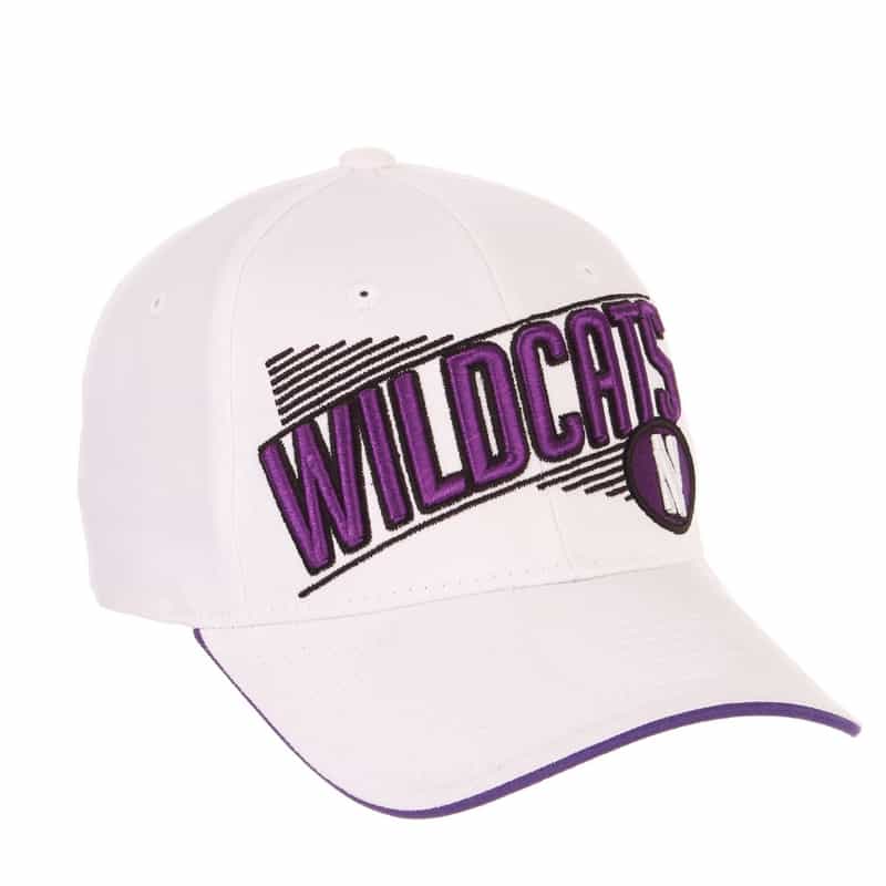 Northwestern University Wildcats Zephyr Constructed Adjustable White Cotton Twill Hat with Oversized Wildcats Design