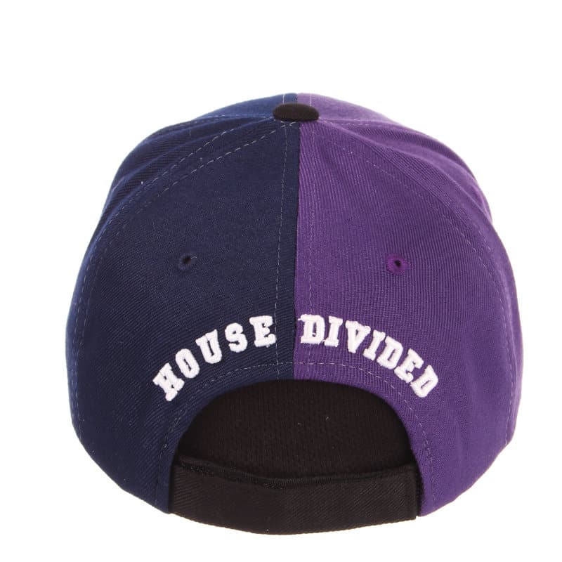 Northwestern Wildcats House Divided Hat with Straight Back View