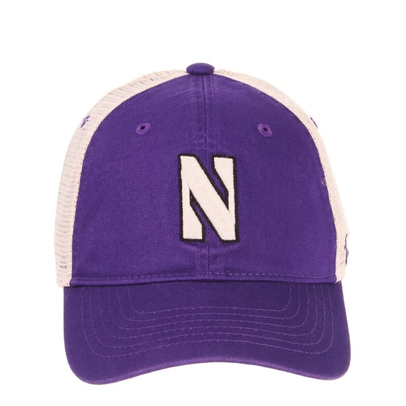 Northwestern University Wildcats Zephyr Unconstructed Adjustable Purple/Natural Trucker Mesh Hat with Stylized N Design