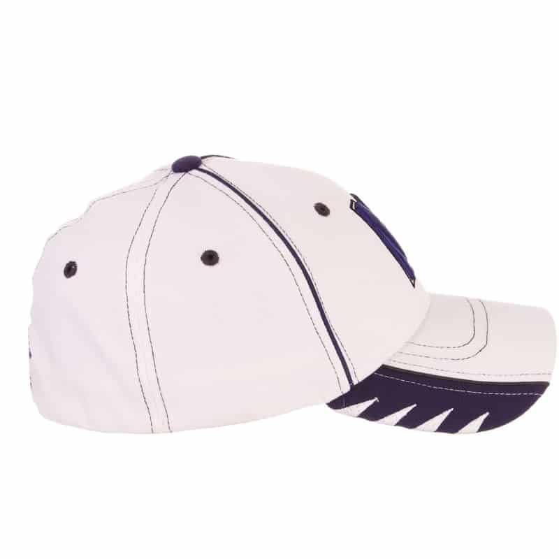 Northwestern University Wildcats Zephyr Constructed Flex Fit White Hat with Purple Accents/ Black Piping and Multicolor Stylized N Design