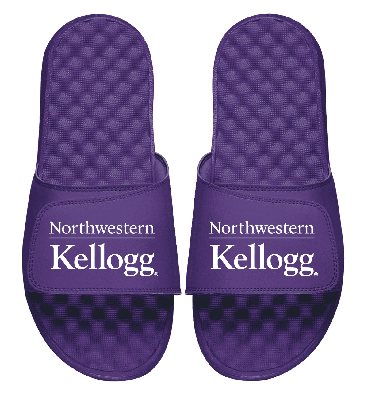 Northwestern University Wildcats Purple ISlide Flip Flops with Kellogg Design