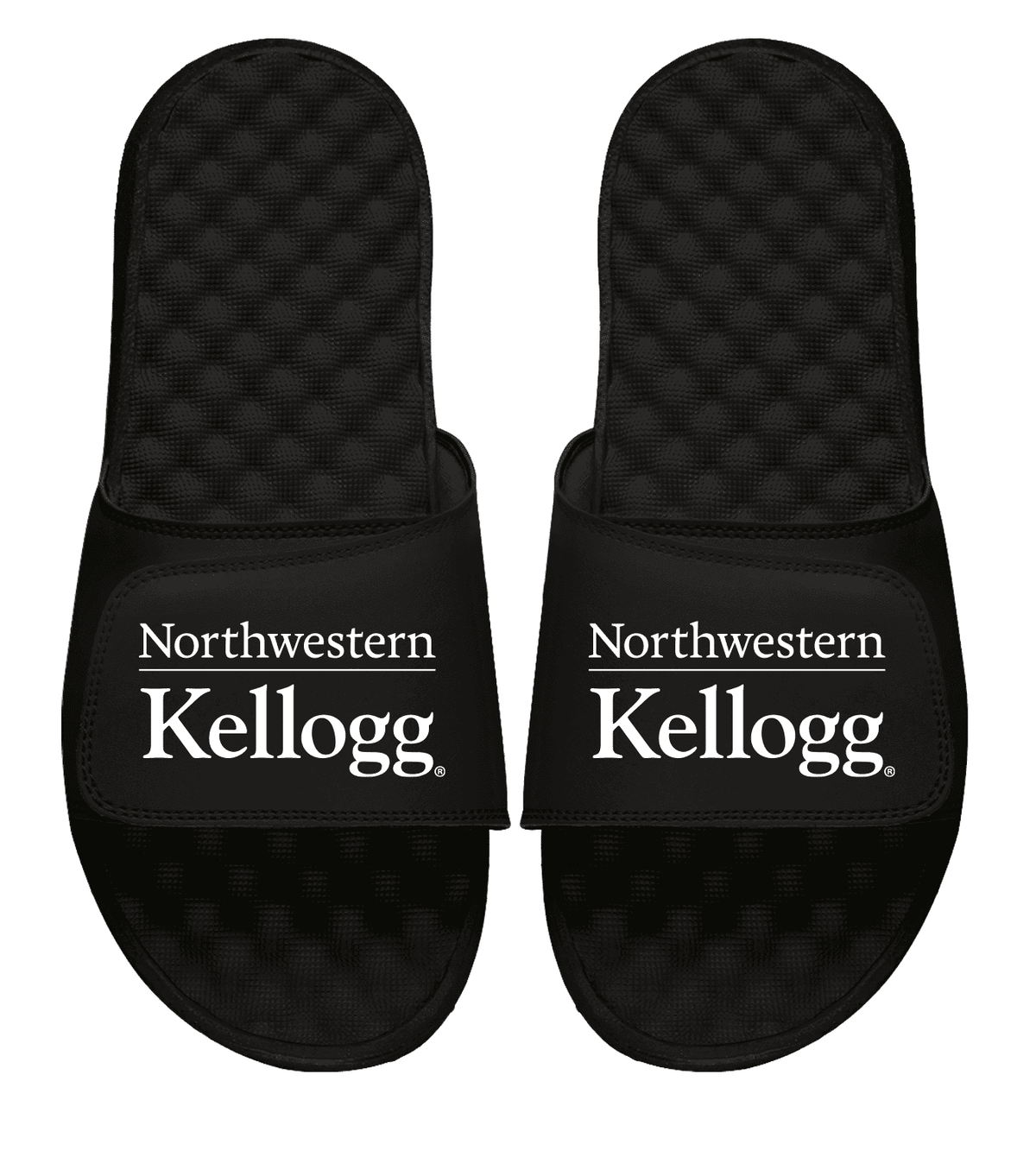 Northwestern University Wildcats Black ISlide Flip Flops with Kellogg Design
