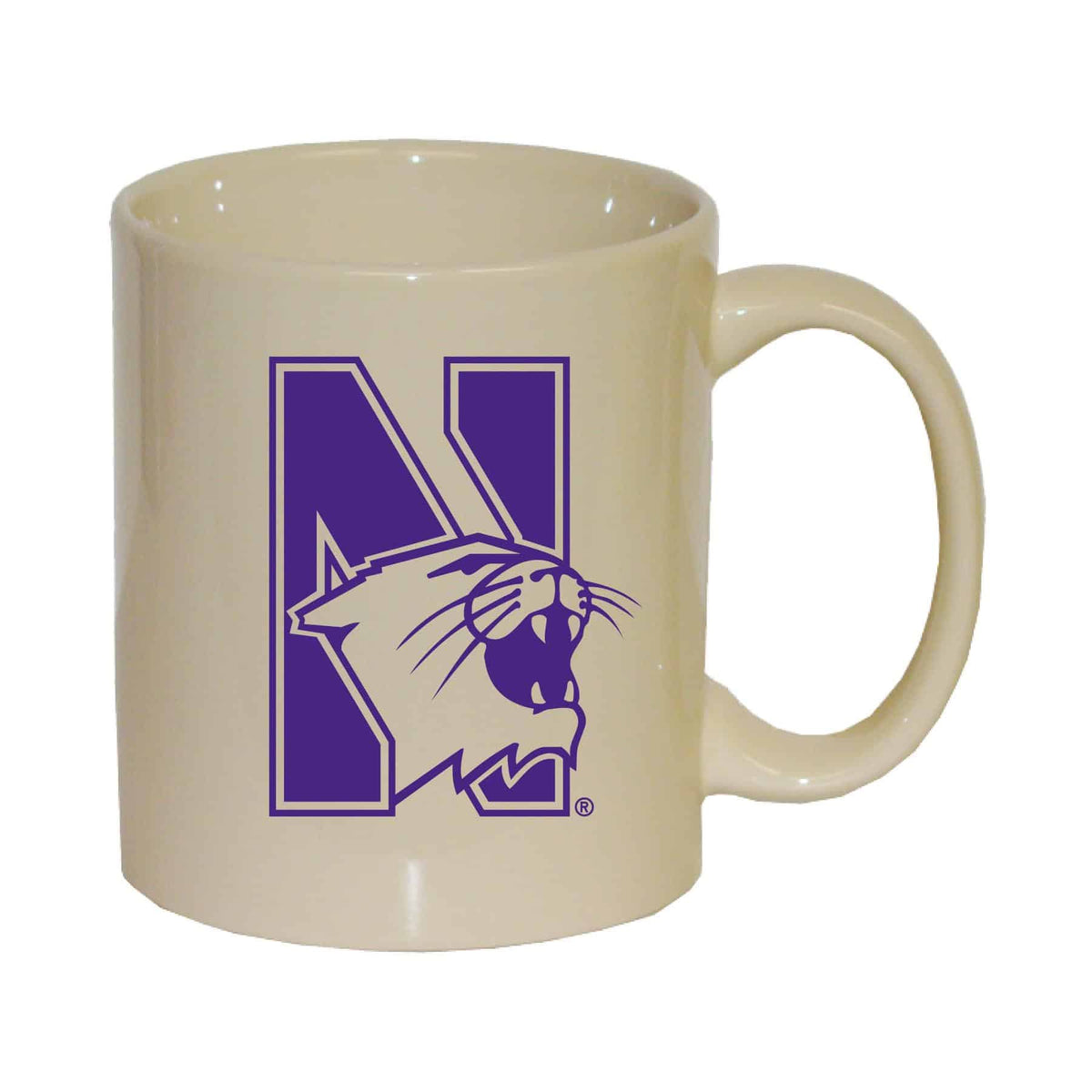 Northwestern University Wildcats 11 oz. Almond Cream Ceramic Coffee Mug with N-Cat Design