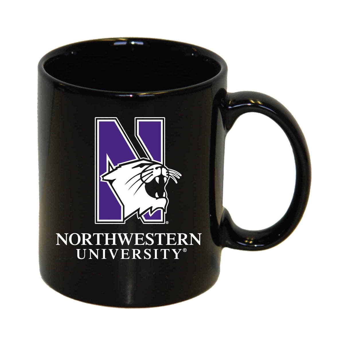 Northwestern University Wildcats 11 oz. Black Ceramic Coffee Mug with N-Cat Northwestern Design