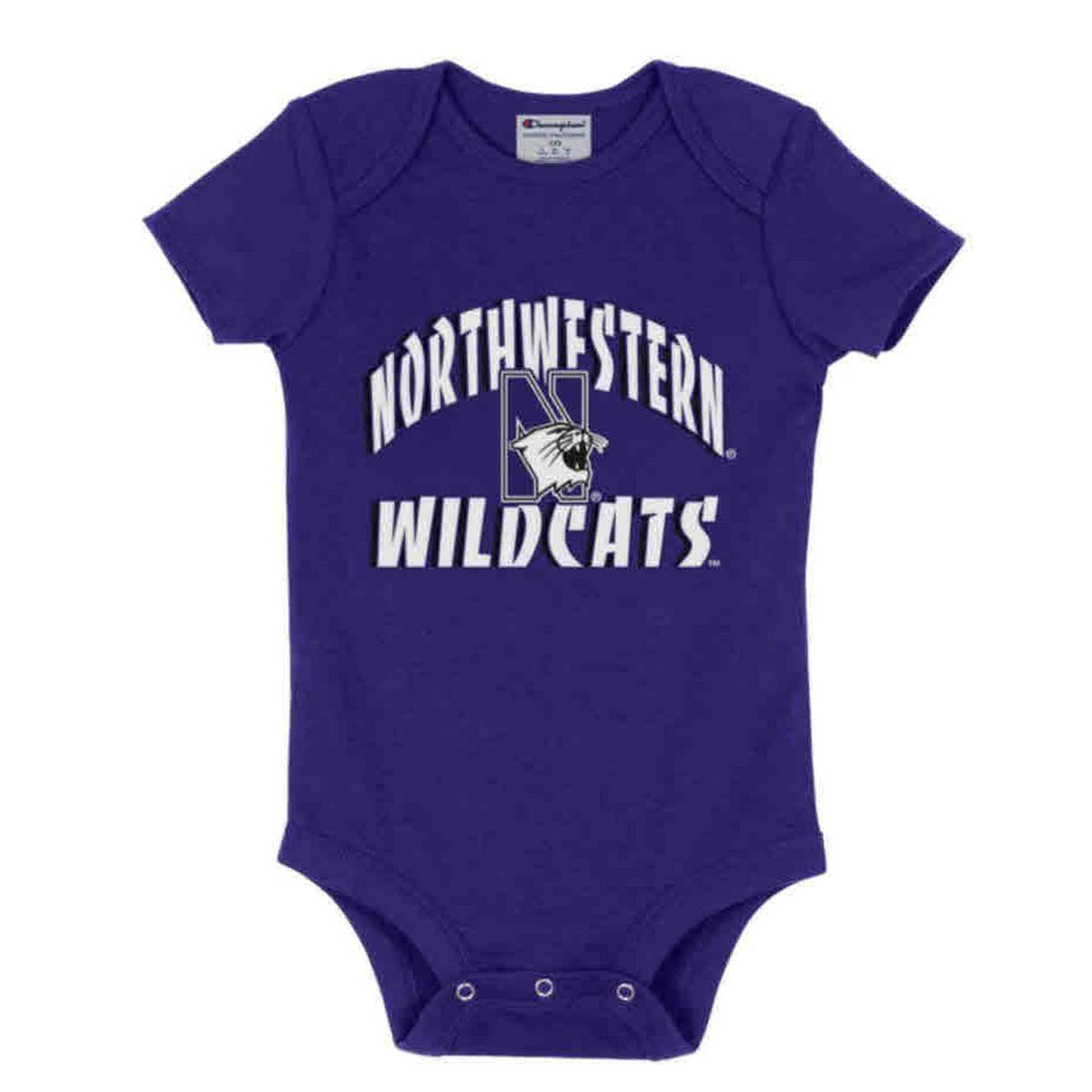 Northwestern University Wildcats Infant Purple Bodysuit Onesie with Arch Northwestern over N-Cat Design