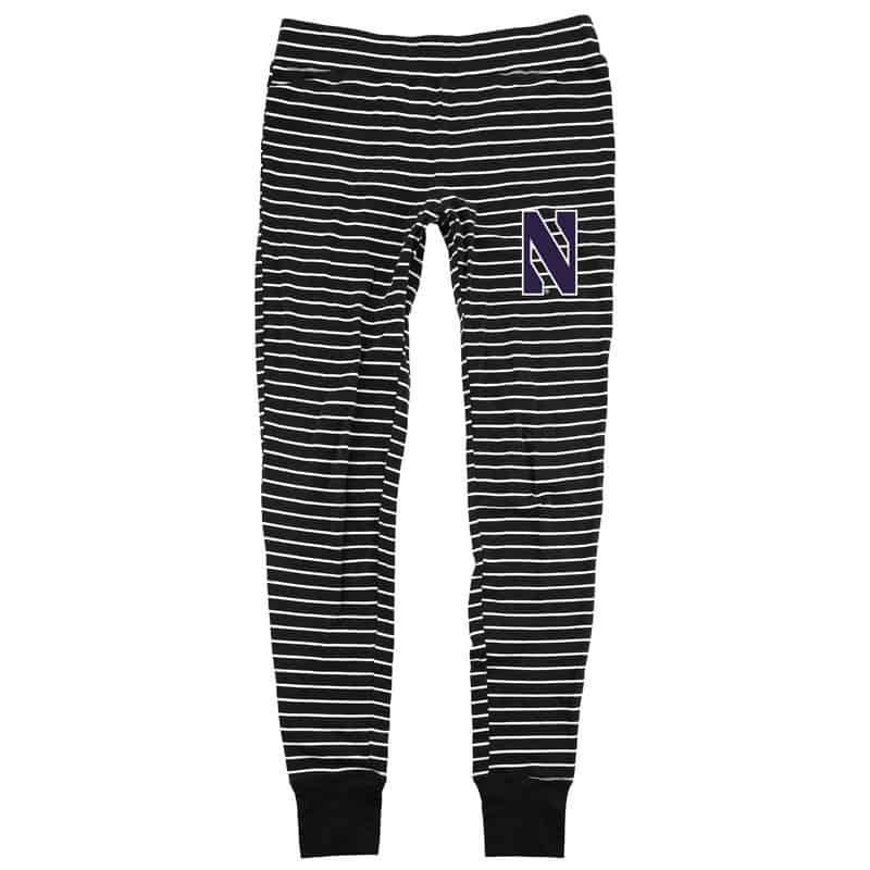 Northwestern University Wildcats Black Stripe Cuffed Pants By Boxercraft