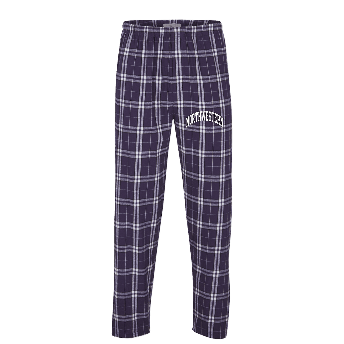 Northwestern University Wildcats Men's Purple White Plaid Harley Flannel Pants with Small Arched Northwestern Design