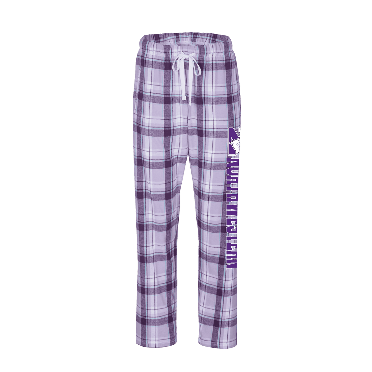 Northwestern University Wildcats Women's Lavender Sophie Plaid Harley Flannel Pants with Northwestern Down the Leg Design