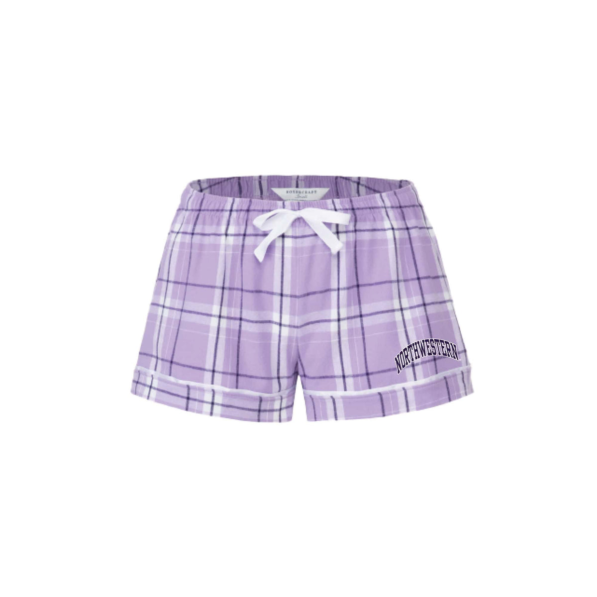 Northwestern University Wildcats Women's Lavender Carnegie Plaid Flannel Boxer Short