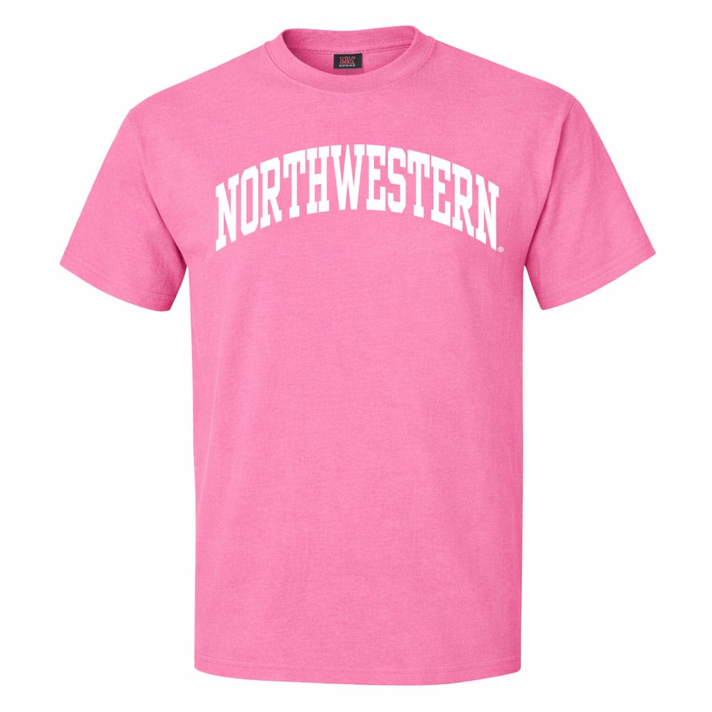 Northwestern University Wildcats Men's MV Pink Classic Tee with One Color Arch Design