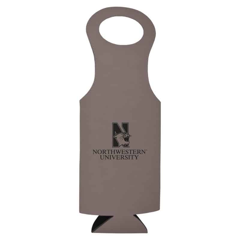 Northwestern University Wildcats Grey Velour Wine Tote With N-Cat Design