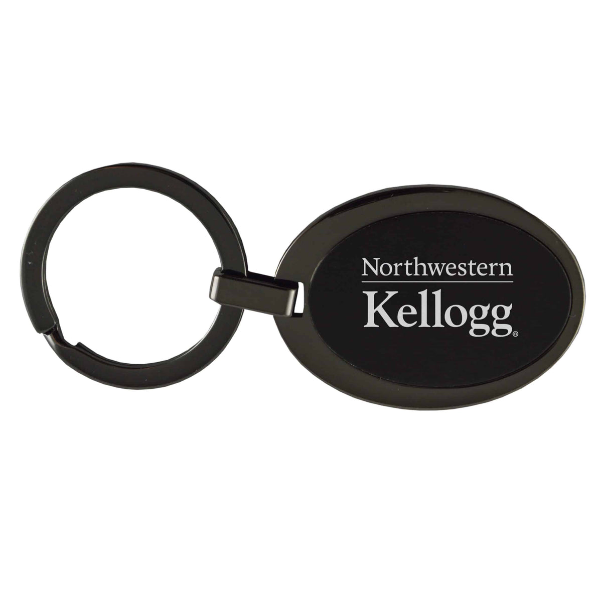 Northwestern University Wildcats Laser Engraved Black Silhouette Raised Plate Oval Key Chain with Kellogg Design
