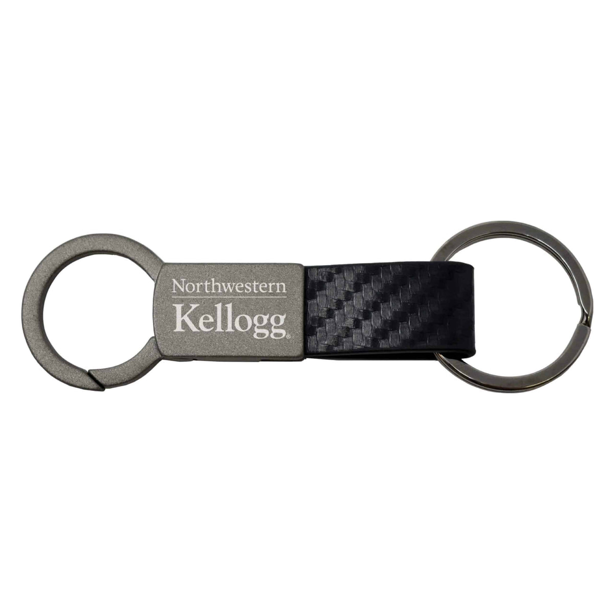 Northwestern University Wildcats Laser Engraved Black Magnum Carbon Fiber Key Chain with Kellogg Design