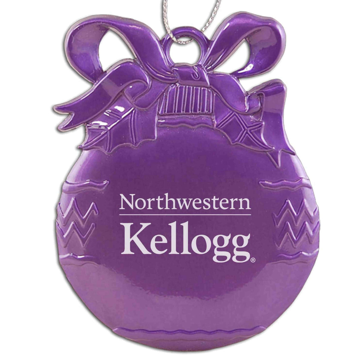 Northwestern I Kellogg Purple Bulb Pewter Ornament