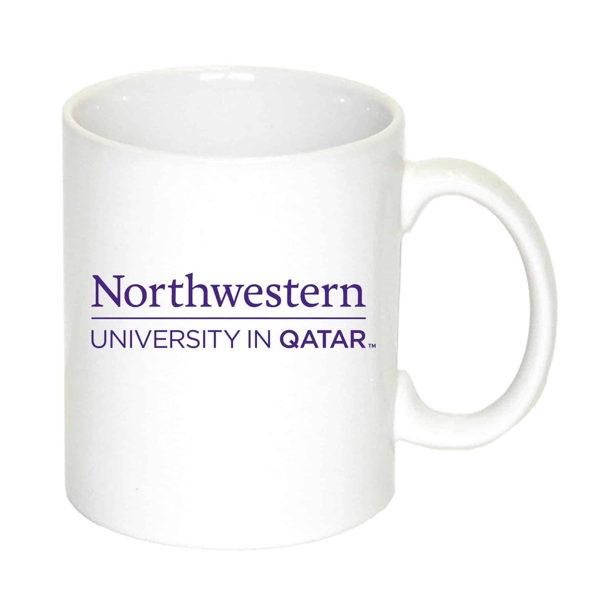 Northwestern University Wildcats 11 oz. White Ceramic Coffee Mug with Northwestern University in Qatar Design