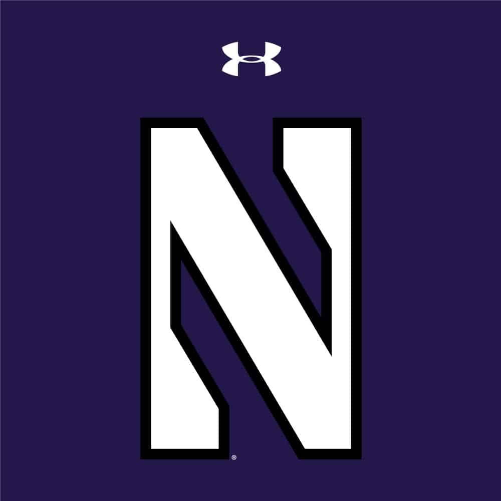 Northwestern University Wildcats Men’s Under Armour Tactical Tech™ Purple Long Sleeve T-Shirt with Stylized Northwestern N Design