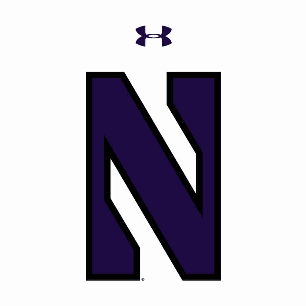 Northwestern University Wildcats Men’s Under Armour Tactical Tech™ White Short Sleeve T-Shirt with Stylized Northwestern N Design