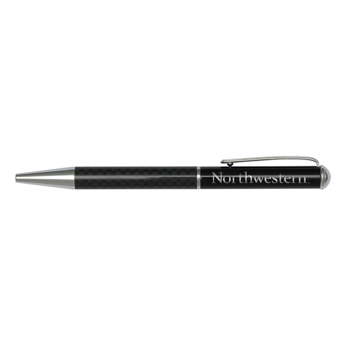 Northwestern University Wildcats Laser Engraved Black Slim Carbon Fiber Ballpoint Pen
