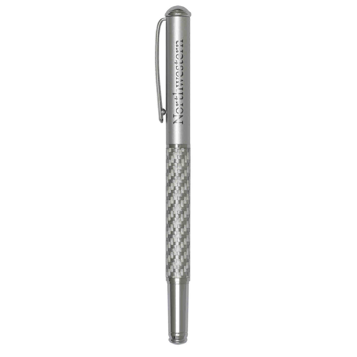 Northwestern University Wildcats Laser Engraved Silver Slim Carbon Fiber Rollerball Pen