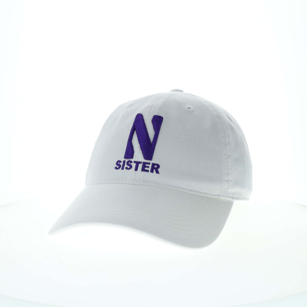 Northwestern University Wildcats Unconstructed White Cotton Twill Hat with N & Sister Design