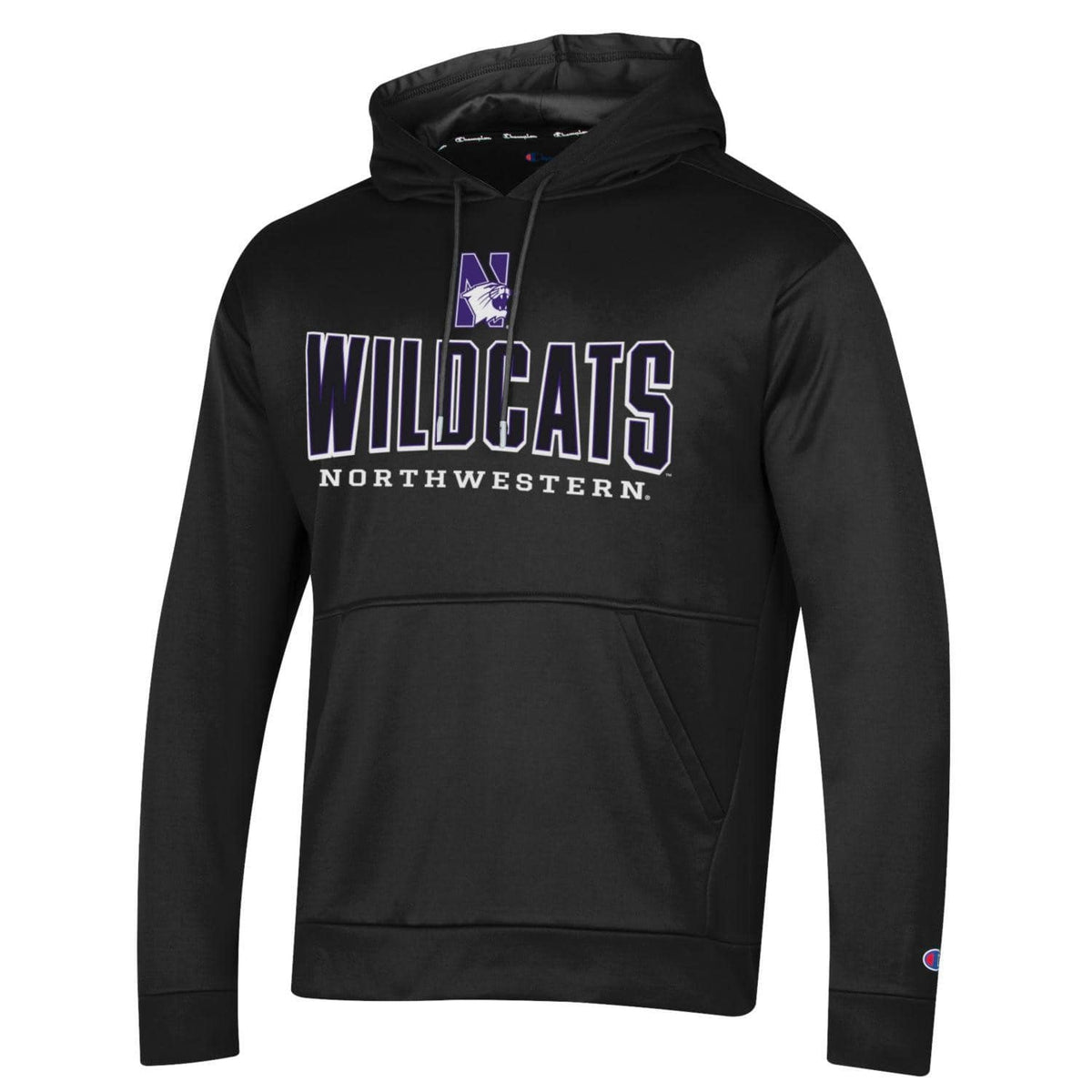 Northwestern University Wildcats Men's Champion Black Recycled Poly Fleece Hood