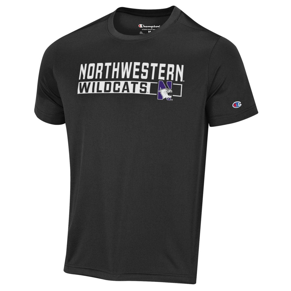 Northwestern University Wildcats Men's Black Short Sleeve Impact Tee Shirt