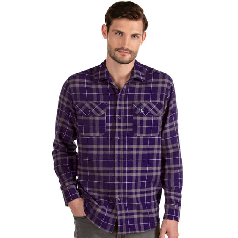Northwestern University Wildcats Antigua Men's Stance Purple Plaid Flannel Shirt