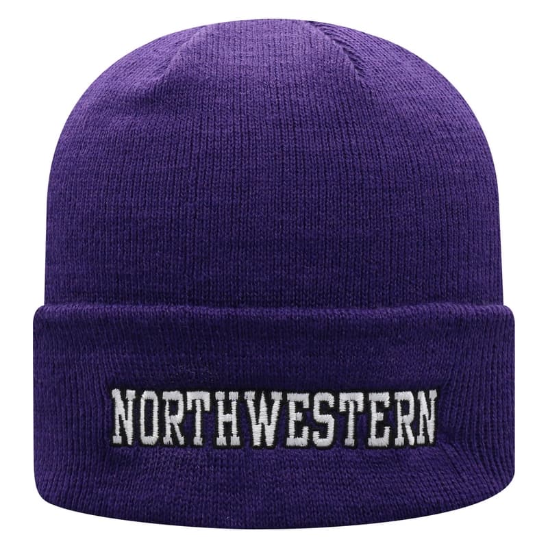 Northwestern University Wildcats Adult Purple Cuffed Knit Hat With Embroidered Stylized N Design