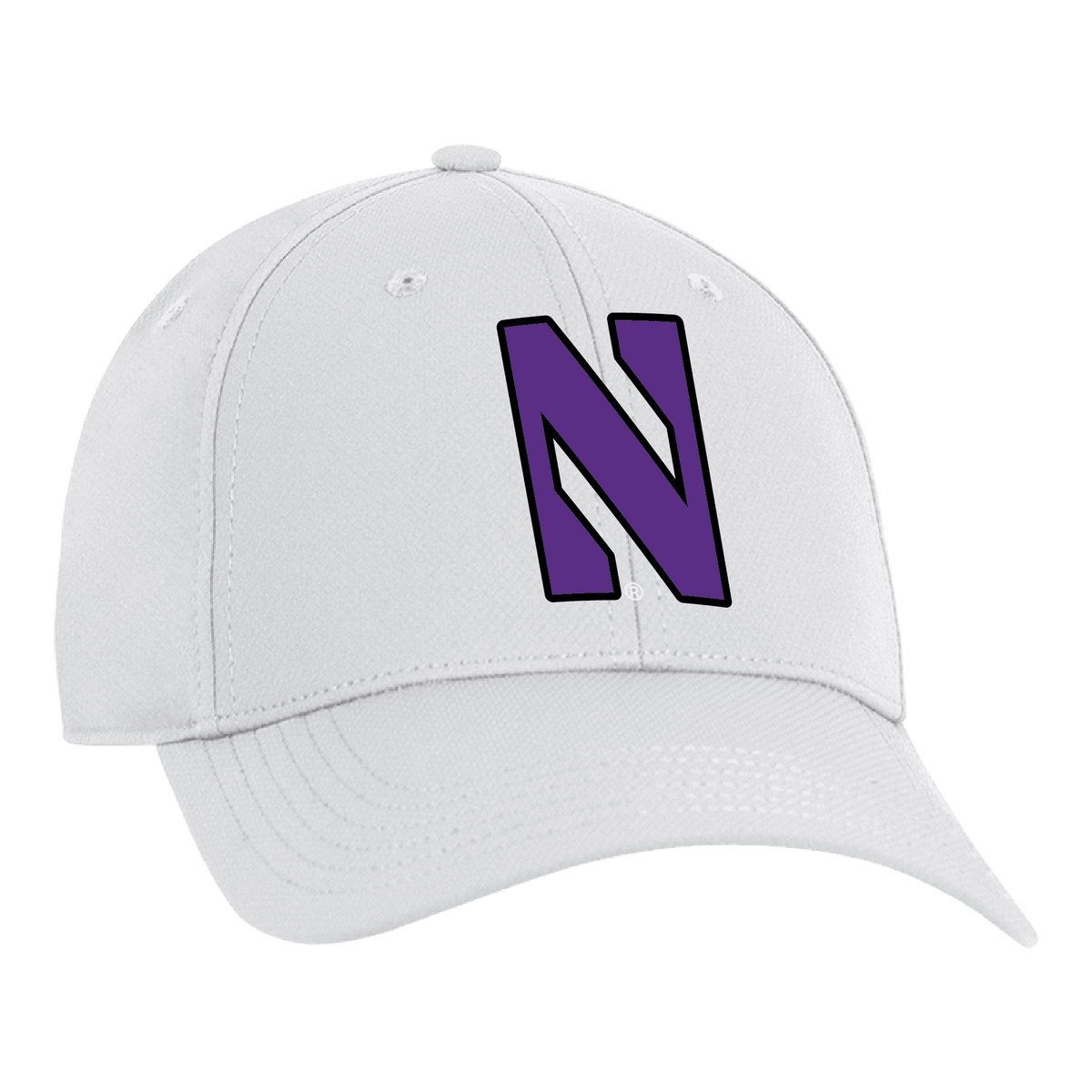 Northwestern University Wildcats Ahead Constructed Performance White Velcro Back Hat with Stylized N Design-4