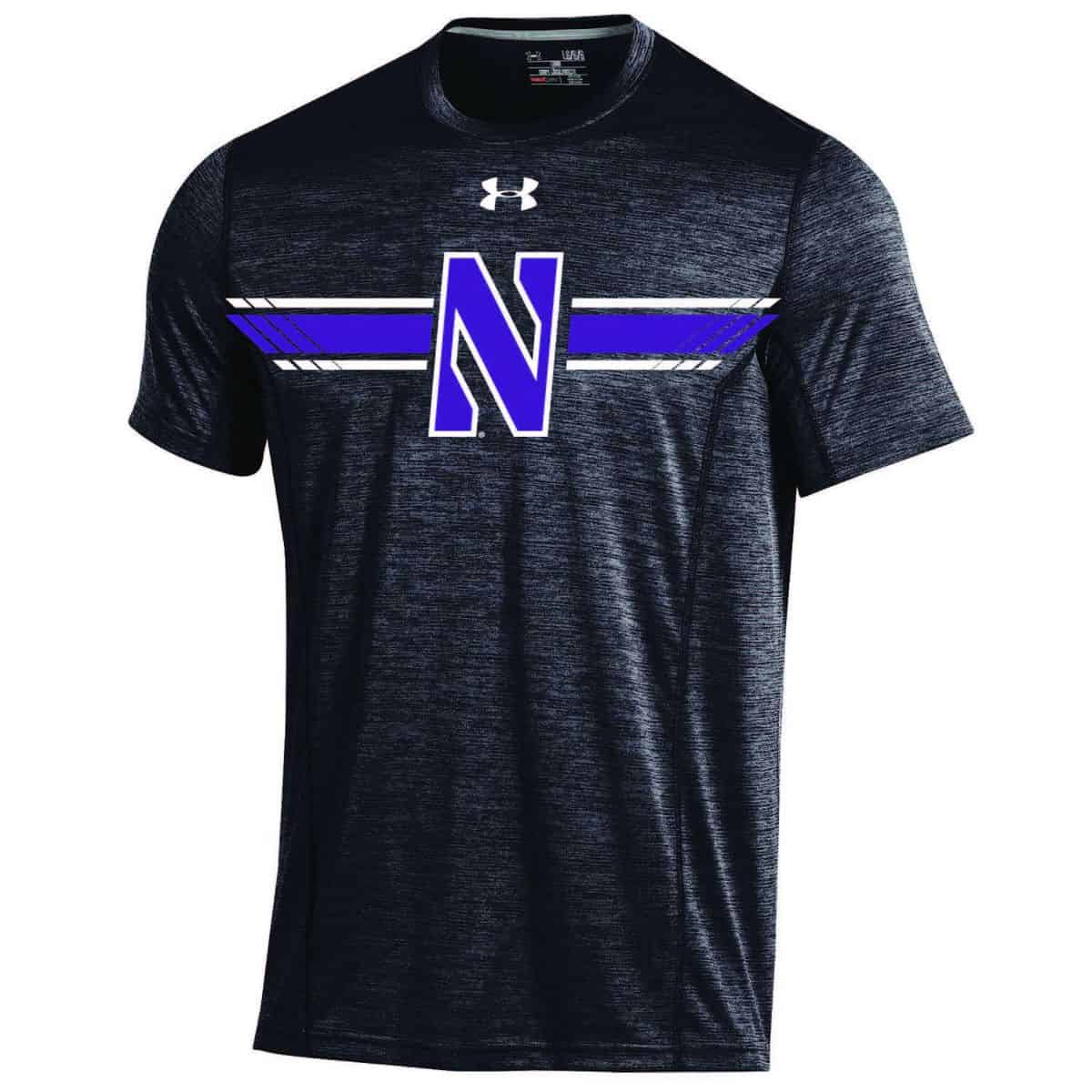Northwestern University Wildcats Men's Under Armour Sideline Black Microthread Short Sleeve Tee