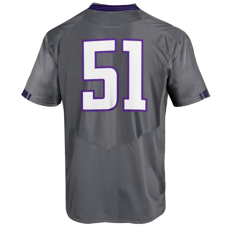 Northwestern University Wildcats Youth Under Armour Grey Replica Football Jersey with #51 -Back