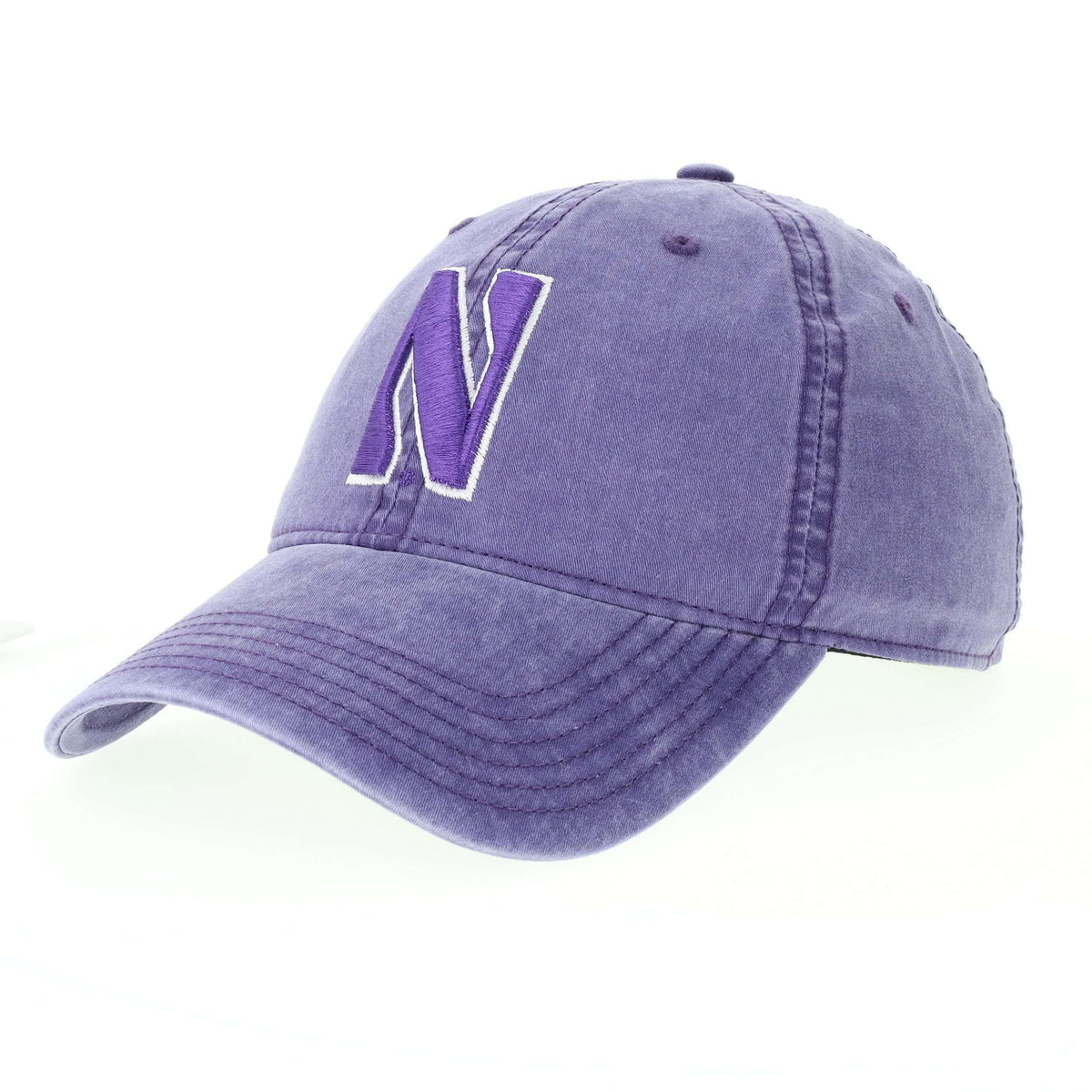 Northwestern University Wildcats Super Light Weight Legacy Unconstructed Adjustable Vintage Washed Purple Terra Twill Hat with Stylized N Design