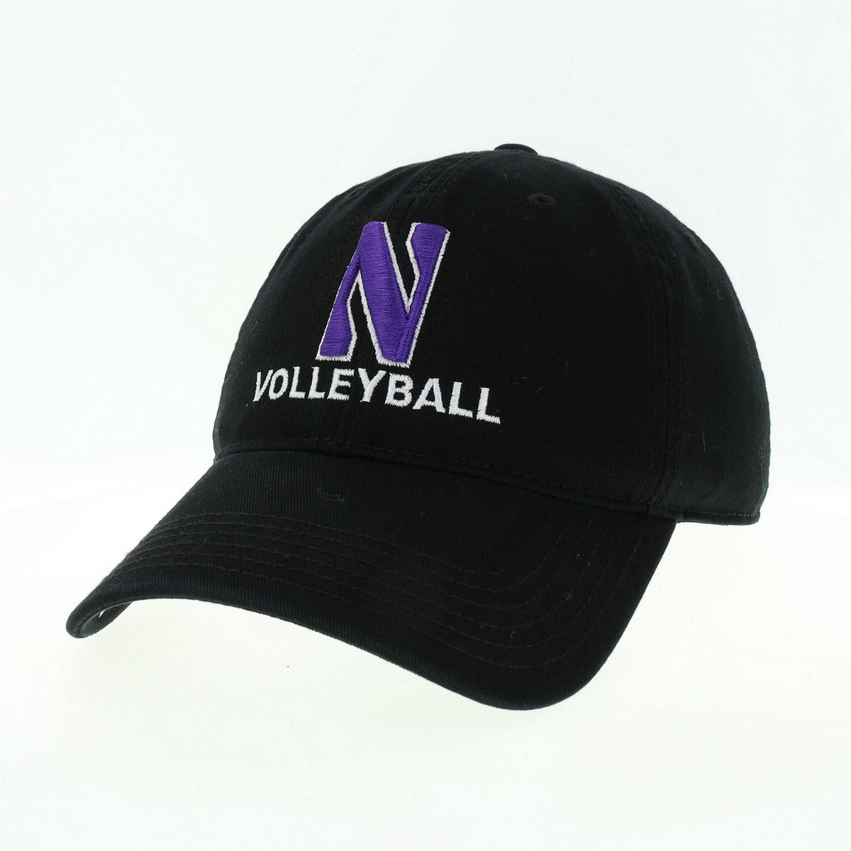 Northwestern University Wildcats Unconstructed Black Cotton Twill Hat with N & Volleyball Design