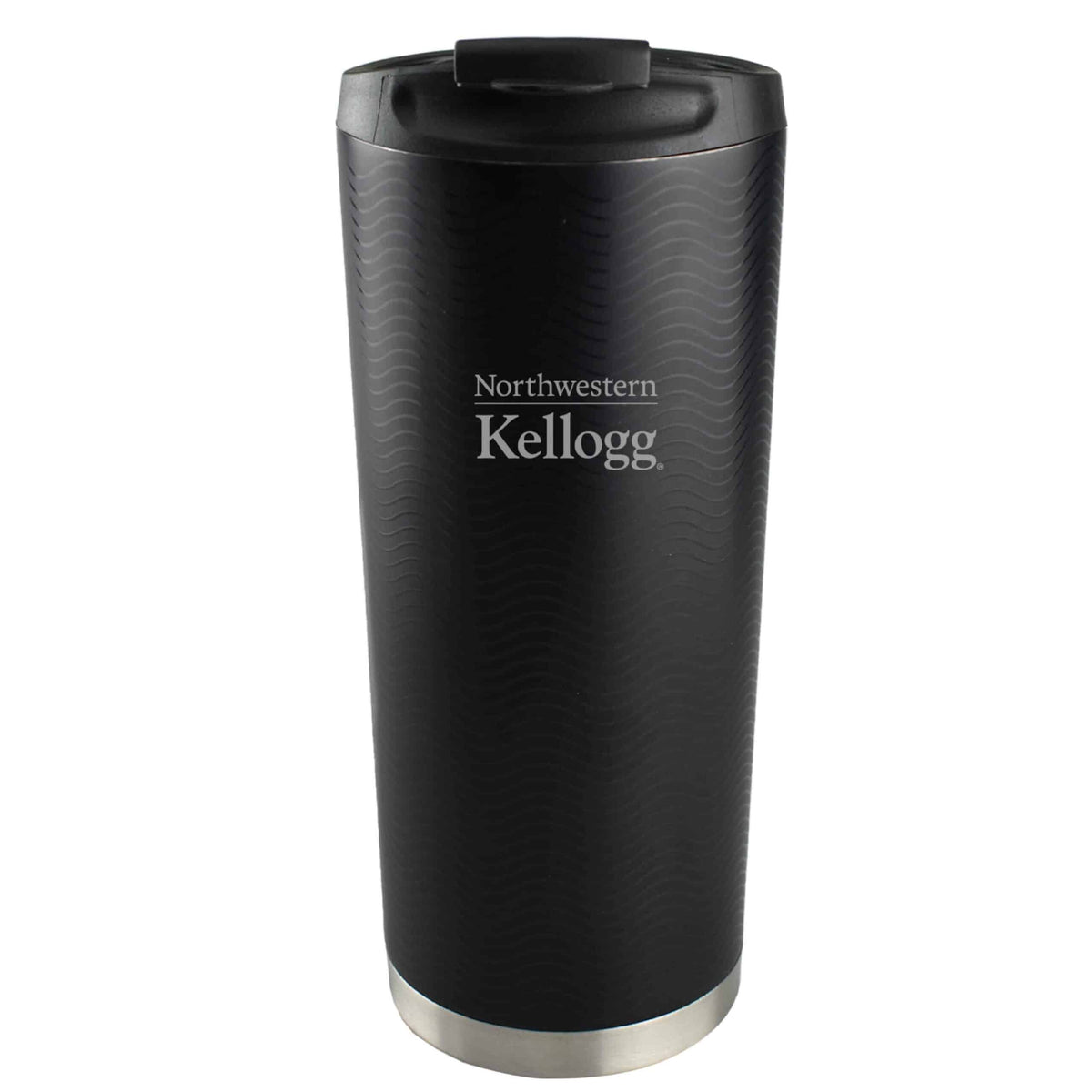 Northwestern Kellogg Laser Engraved Vacuum Insulated 16 oz. Wave Pattern Black Tumbler
