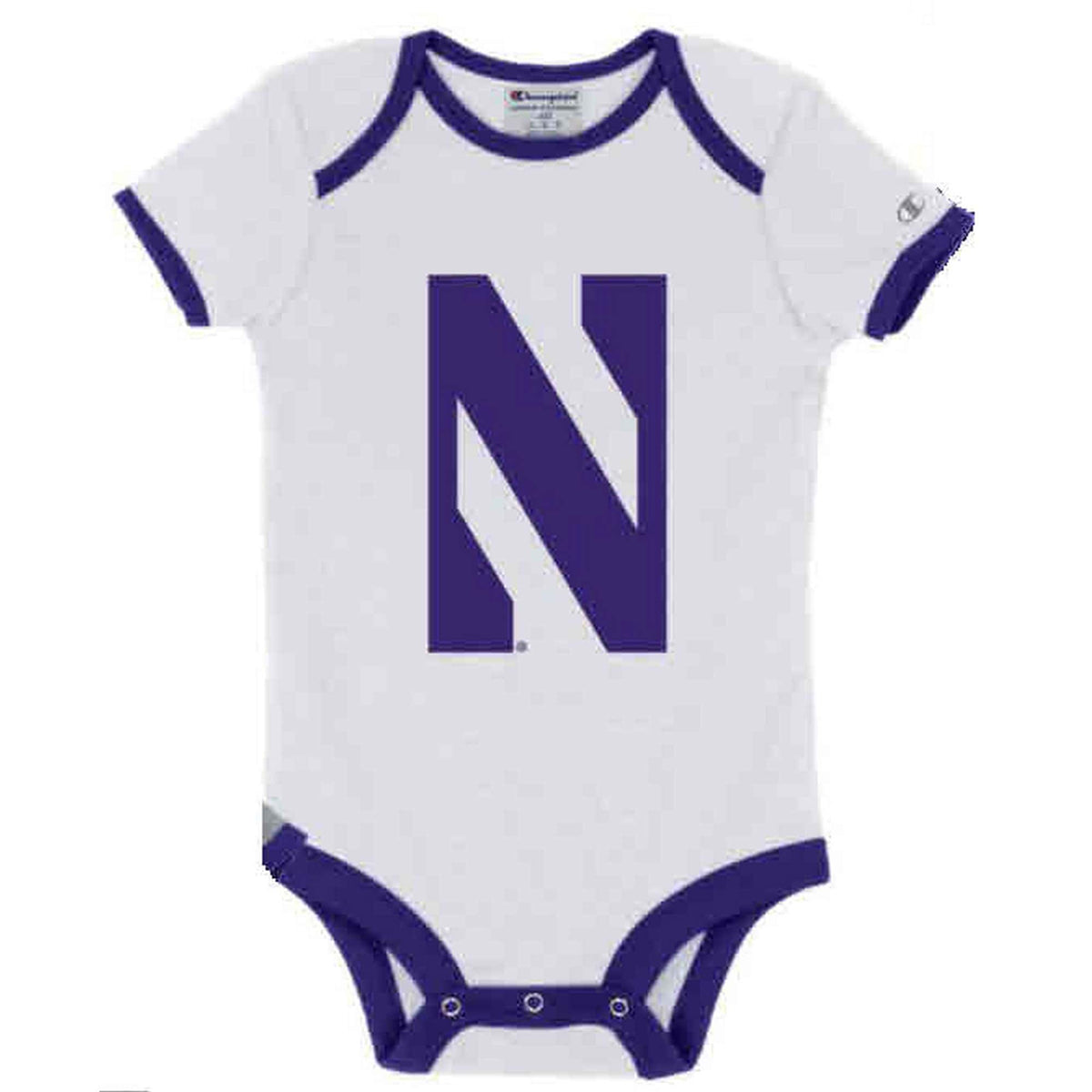 Northwestern University Wildcats Infant White Bodysuit Onesie with Big N Design