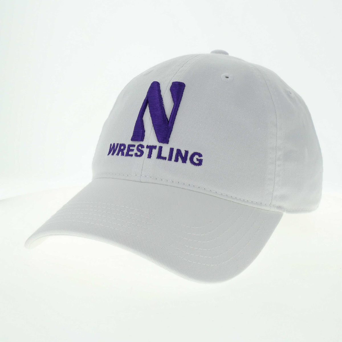 Northwestern University Wildcats Unconstructed White Cotton Twill Hat with N & Wrestling Design