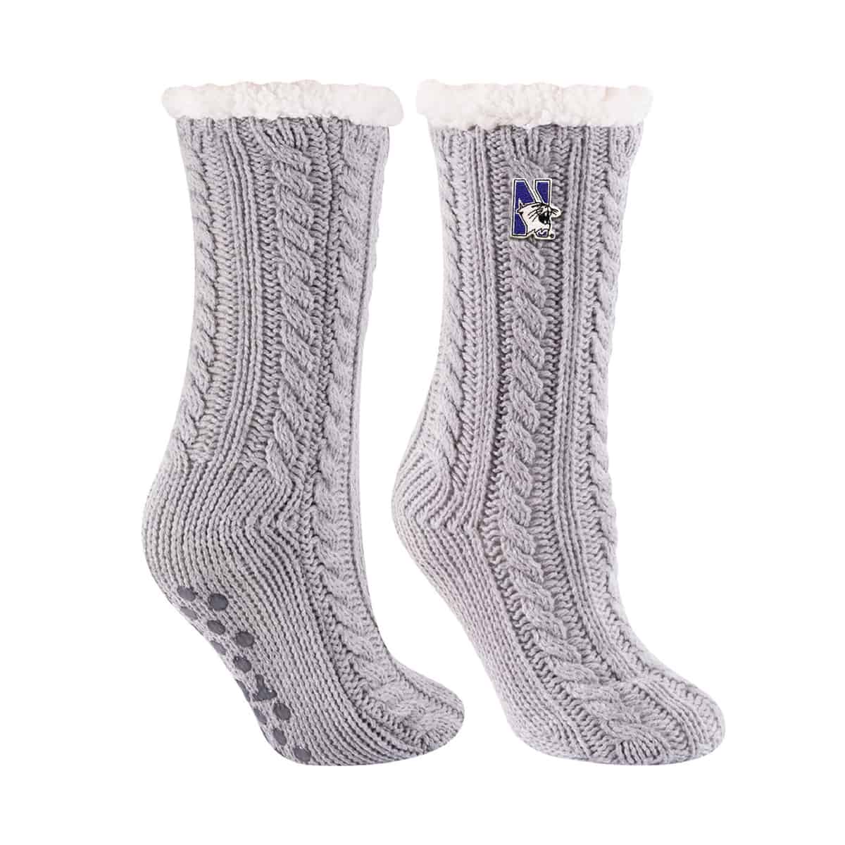Northwestern University Wildcats Grey Miss Chalet Dual Layered Lounge Sock
