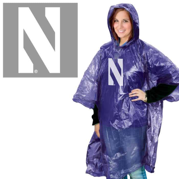 Northwestern University Wildcats See Through Purple Rain Poncho with Stylized N Design