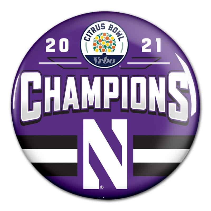 Northwestern University Wildcats Citrus Bowl 2021 Champions 3" Buttons